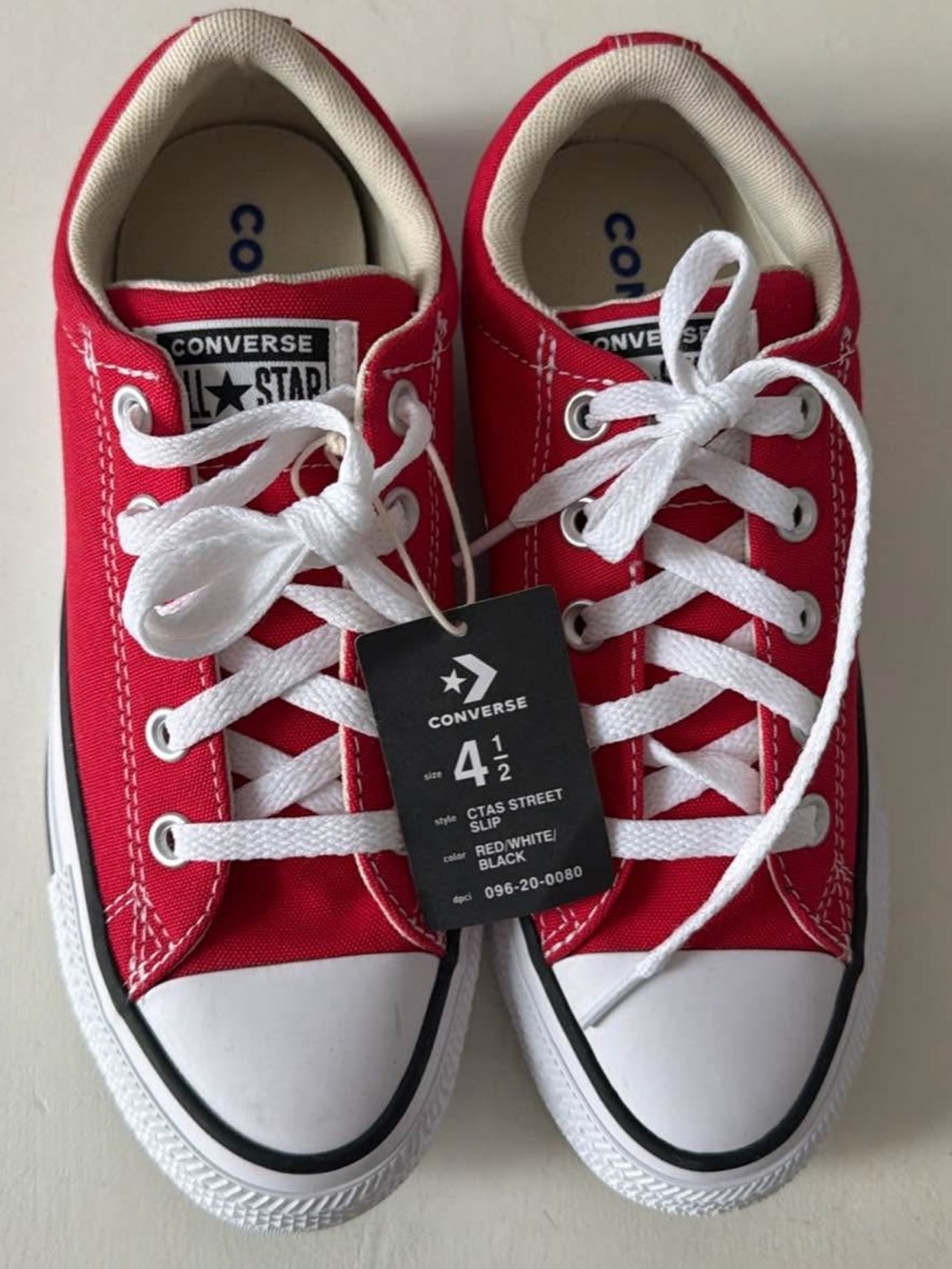 Converse Kids Red and White Low-Top Sneakers